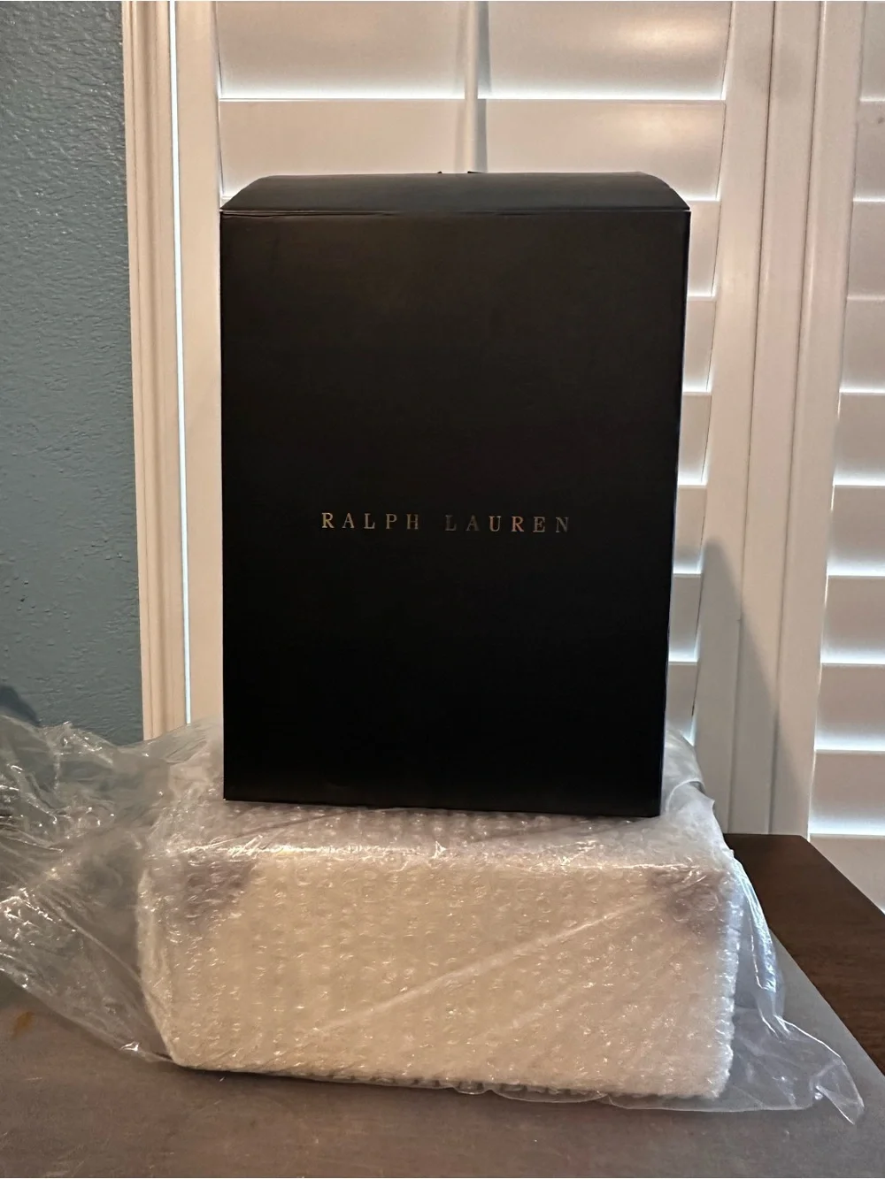 Ralph Lauren Ryan Box Cream and Brown Jewelry Storage Box with Leather Accents